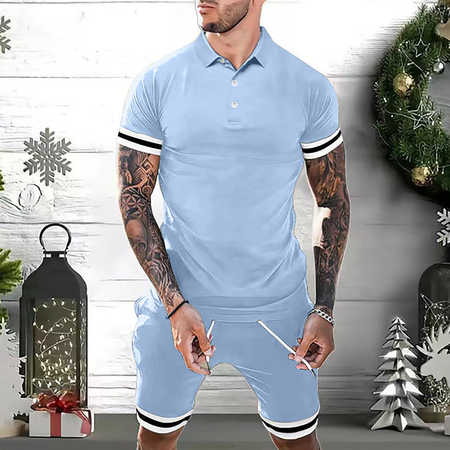 Mens Short Sets 2 Piece Outfits Polo Shirt Fashion Summer Tracksuits Casual Set Short Sleeve And Shorts Set For Men - Premium korte broeken/shirts from My Store - Just €28.72! Shop now at KIYOO Royal Brand