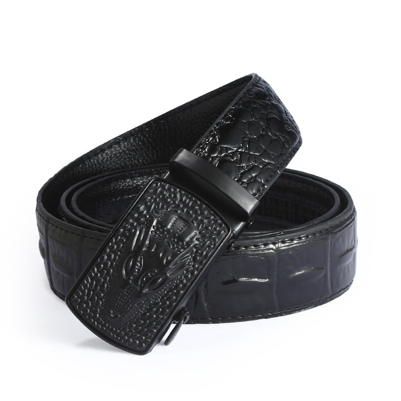 Leather Belt Men's Business Print Automatic Buckle - Premium Riemen from My Store - Just €15.88! Shop now at KIYOO Royal Brand