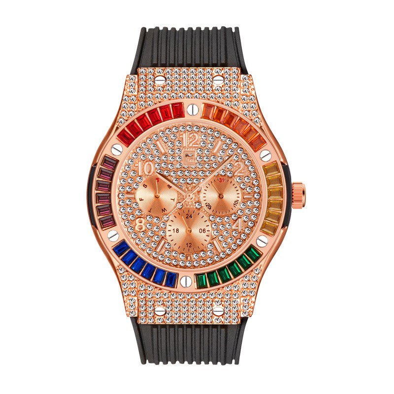 Rainbow Square Diamond Silicone Tape Waterproof Men's Watch - Premium Watches from My Store - Just €73.25! Shop now at KIYOO Royal Brand