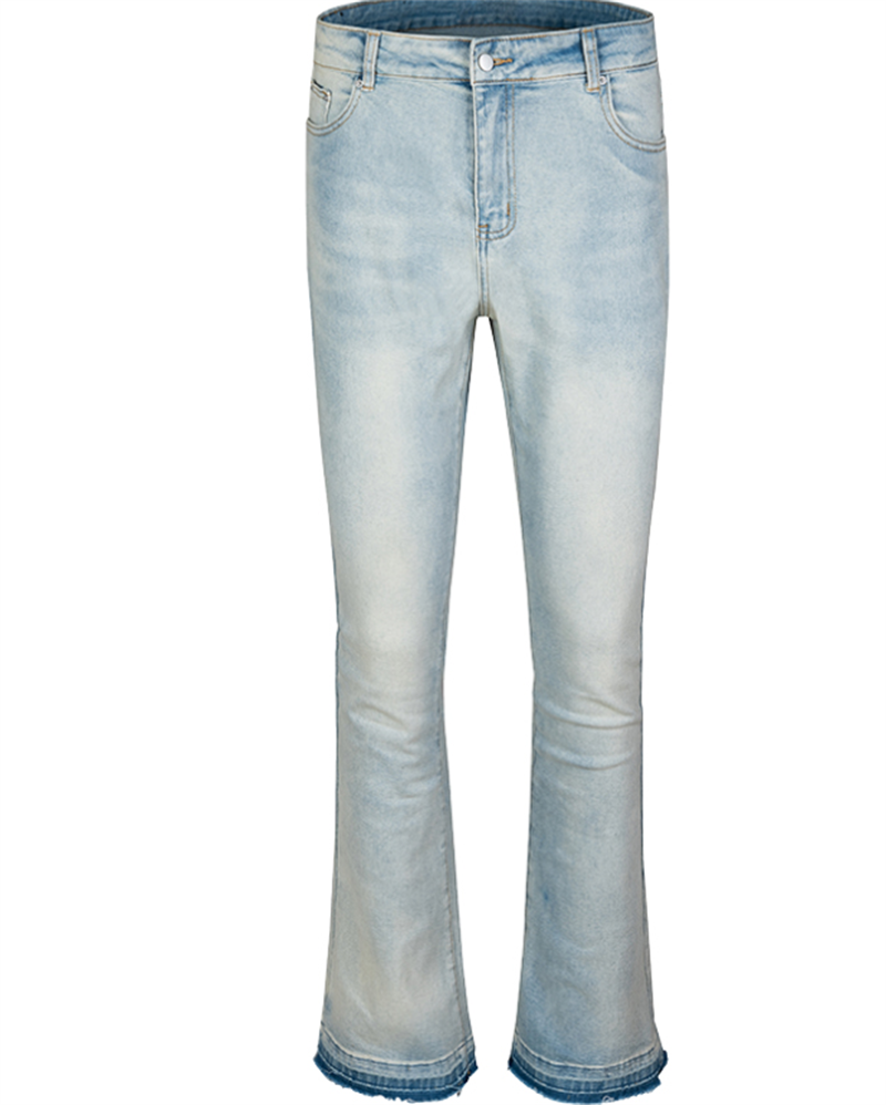 Washed And Distressed Frayed Trendy Men's Slim Fit Flared Jeans - Premium Jeans from My Store - Just €90.75! Shop now at KIYOO Royal Brand