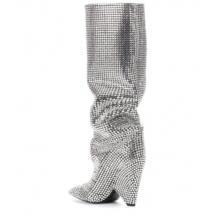 Rhinestone High-heeled Pointy Nightclub Show Knee-length Boots - Premium Dames laarzen from My Store - Just €230.72! Shop now at KIYOO Royal Brand