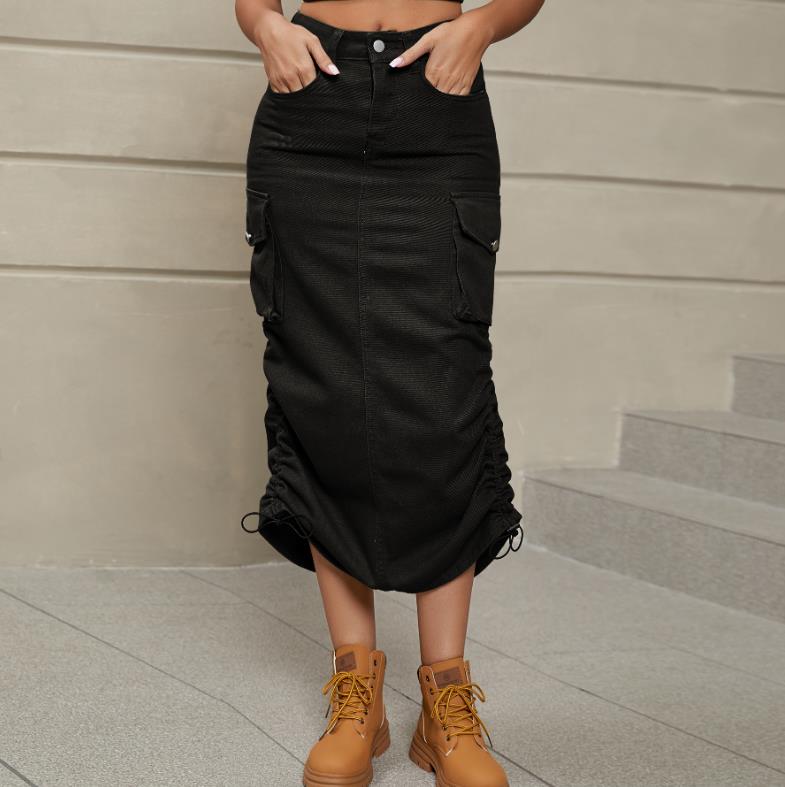 Women's Cargo Long Skirt Casual Streetwear Loose High Waist Front Split Maxi Skirt With Pocket Women's Cargo Long Skirts High Waisted Pencil Skirt Midi Length Jean Skirt With Cargo Pockets - Premium Rokken from My Store - Just €55.14! Shop now at KIYOO Royal Brand