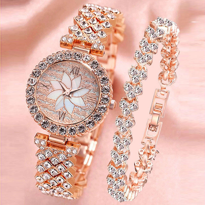 Diamond-embedded Starry Sky Flower Disk Bracelet Watch Women's Suit - Premium Dames Horloges from My Store - Just €18.94! Shop now at KIYOO Royal Brand