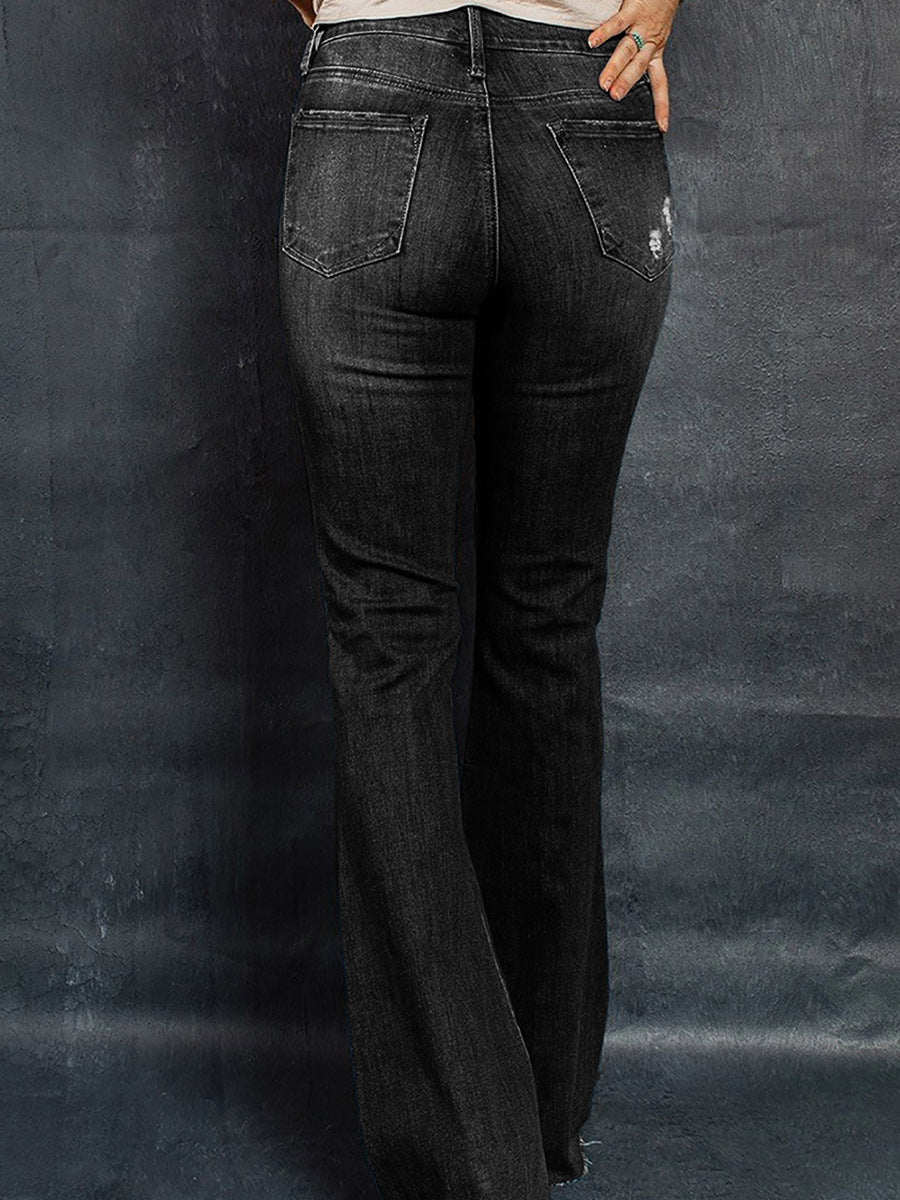 Women's High Waist Slim Jeans Washed And Frayed Wide Leg Pants Trousers - Premium Dames Jeans from My Store - Just €57.03! Shop now at KIYOO Royal Brand