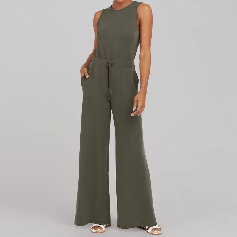 Jumpsuit Sleeveless Tops Tie Elastic Pants Romper