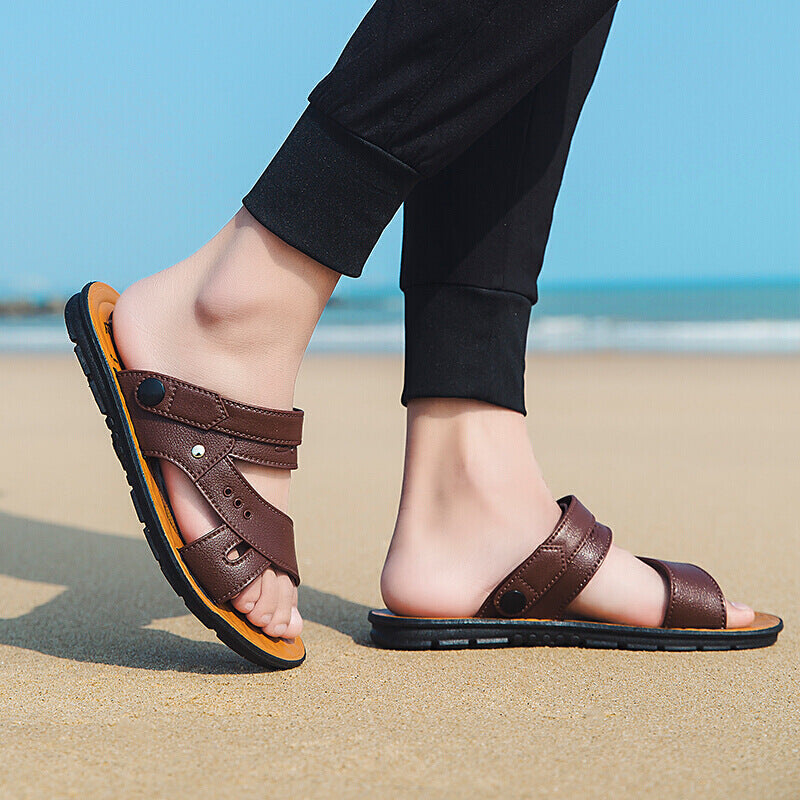 Men's Summer Sandals Beach Shoes Leather Casual Fashion - Premium Sandalen & Slippers from My Store - Just €15.45! Shop now at KIYOO Royal Brand