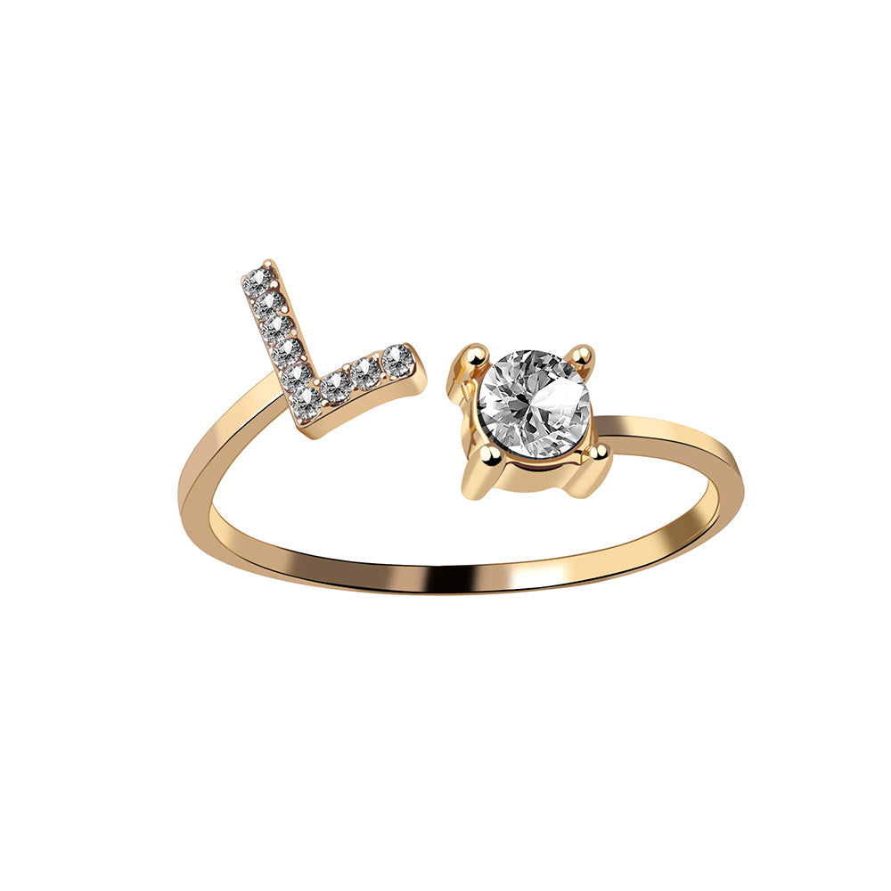 verstelbare 26 beginletter ring voor vrouwen - Premium dames sieraden from KIYOO Royal Brand - Just €13.70! Shop now at KIYOO Royal Brand