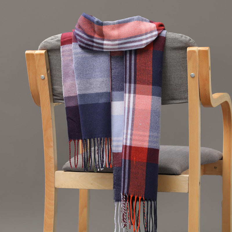 Cashmere Fringed Couple's Checked Scarf