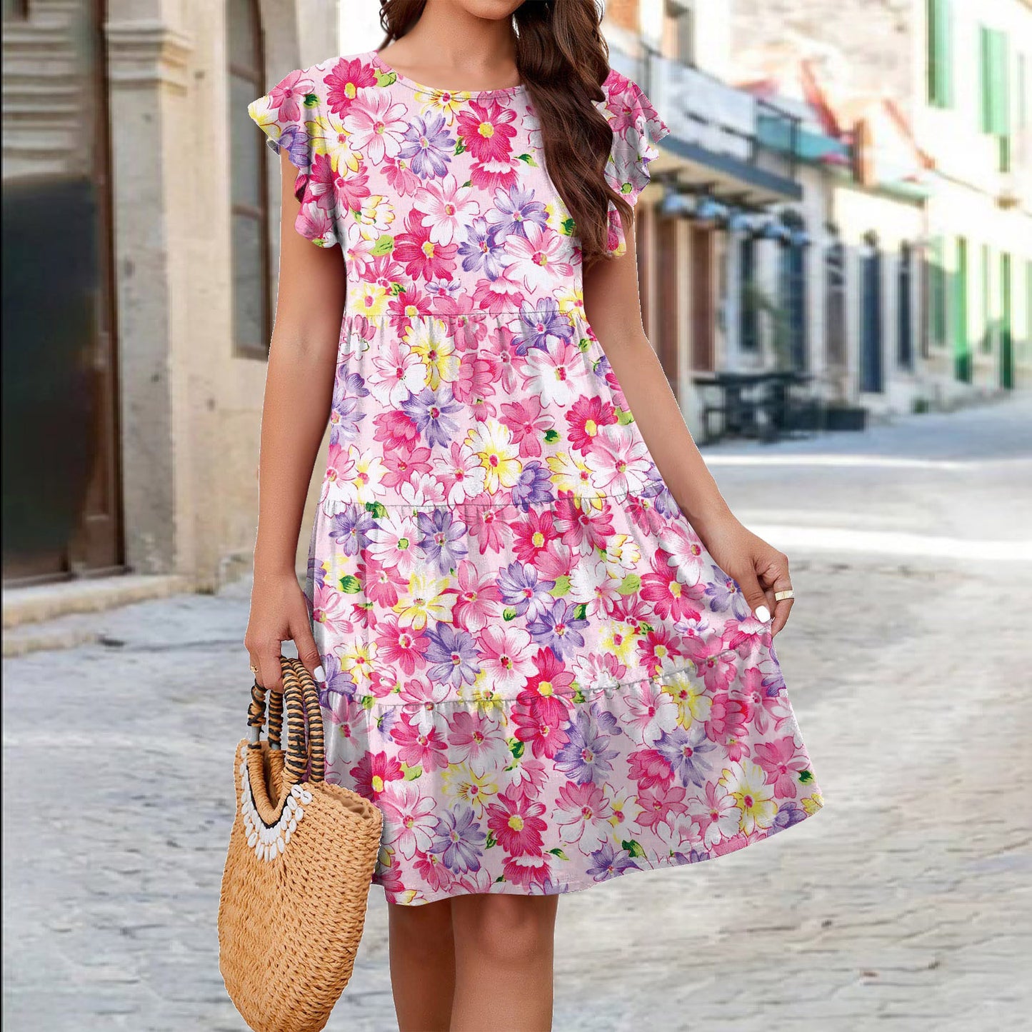 Ruffle Sleeve Dress