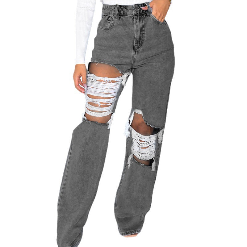 Women's Street Trend Wash Hip Hop Trousers - Premium Dames Jeans from My Store - Just €46.92! Shop now at KIYOO Royal Brand