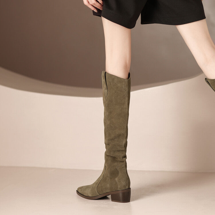 Over Best-selling V Cut Knee-high Boots Chunky Heel New Autumn And Winter - Premium Dames laarzen from My Store - Just €47.01! Shop now at KIYOO Royal Brand