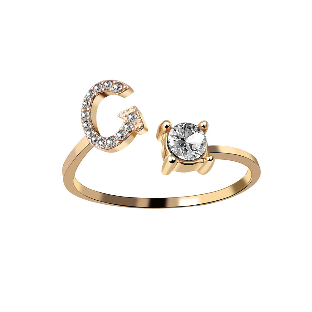 verstelbare 26 beginletter ring voor vrouwen - Premium dames sieraden from KIYOO Royal Brand - Just €13.70! Shop now at KIYOO Royal Brand