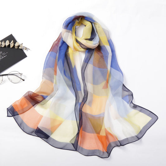 Silk Scarf Casual Color Triangle Geometric Thin - Premium Sjaals & omslagdoeken from My Store - Just €13.65! Shop now at KIYOO Royal Brand