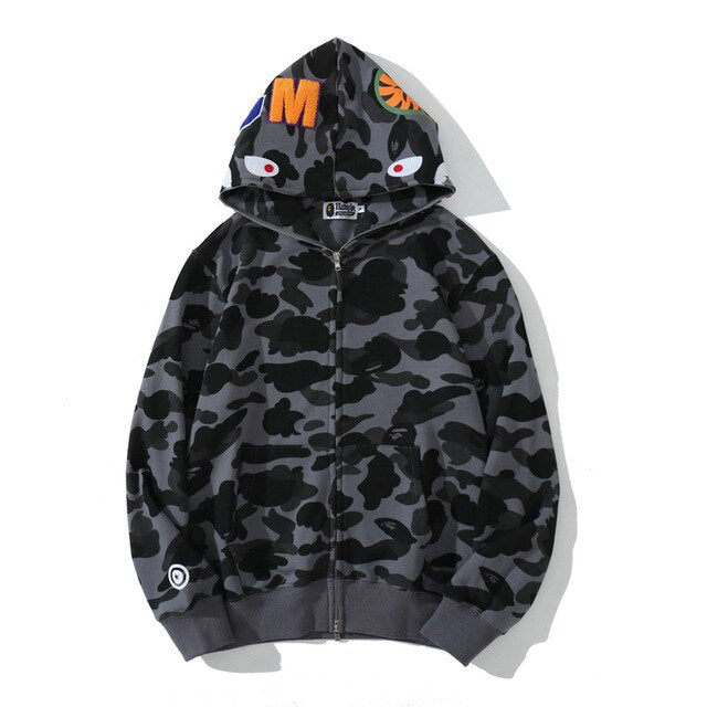 Anime Hoodie Shark Camo met volledige ritssluiting - Premium  from KIYOO Royal Brand - Just €34.99! Shop now at KIYOO Royal Brand