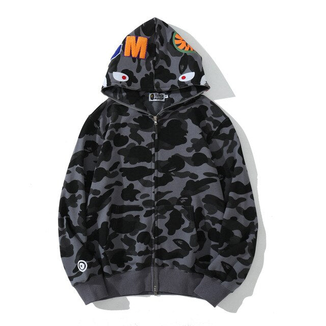 Anime Hoodie Shark Camo met volledige ritssluiting - Premium  from KIYOO Royal Brand - Just €94.61! Shop now at KIYOO Royal Brand