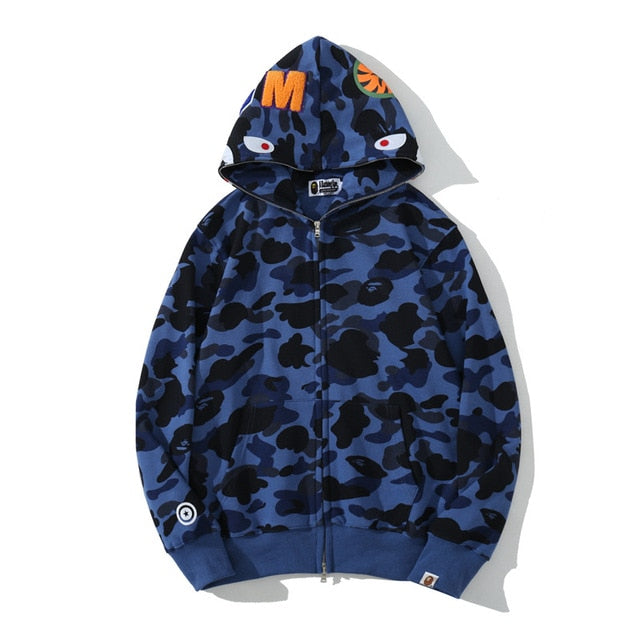 Anime Hoodie Shark Camo met volledige ritssluiting - Premium  from KIYOO Royal Brand - Just €94.61! Shop now at KIYOO Royal Brand