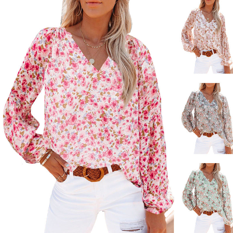 chiffon-overhemd met bloemenprint - Premium topjes/shirt from My Store - Just €46.02! Shop now at KIYOO Royal Brand