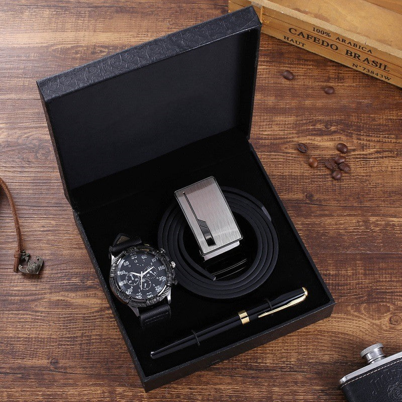 Business Belt Wallet Wrist Watch Pen Gift Box Set For Men - Premium Riemen from My Store - Just €59.11! Shop now at KIYOO Royal Brand