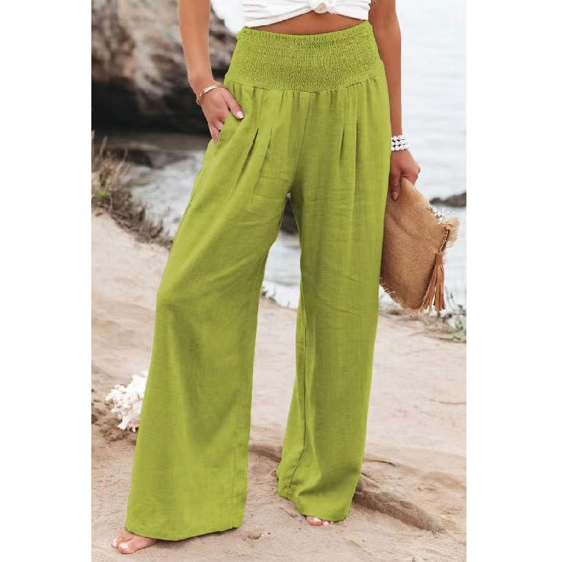 Women's Pants Casual Wide Leg Cotton Linen Loose Trousers - Premium dames broeken from My Store - Just €26.78! Shop now at KIYOO Royal Brand