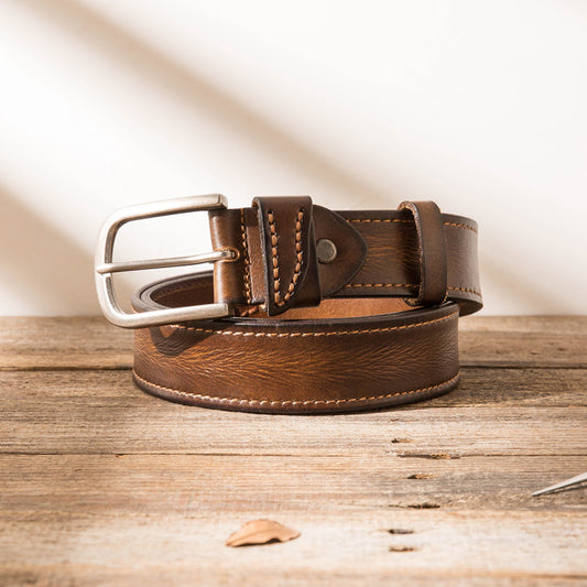 Layer Cowhide Men's Belt Cart Line - Premium Riemen from My Store - Just €75.99! Shop now at KIYOO Royal Brand