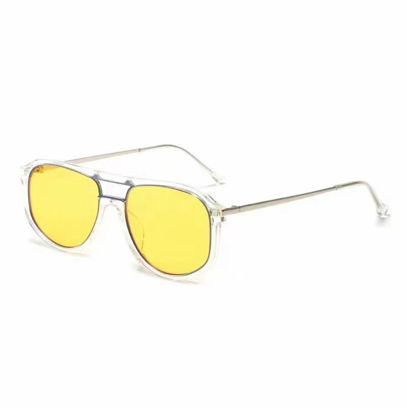 New Double Beam Large Frame Irregular Sunglasses