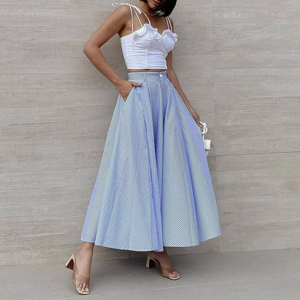 Women's Fashion Summer Stripes Long Dress - Premium Rokken from My Store - Just €40.03! Shop now at KIYOO Royal Brand