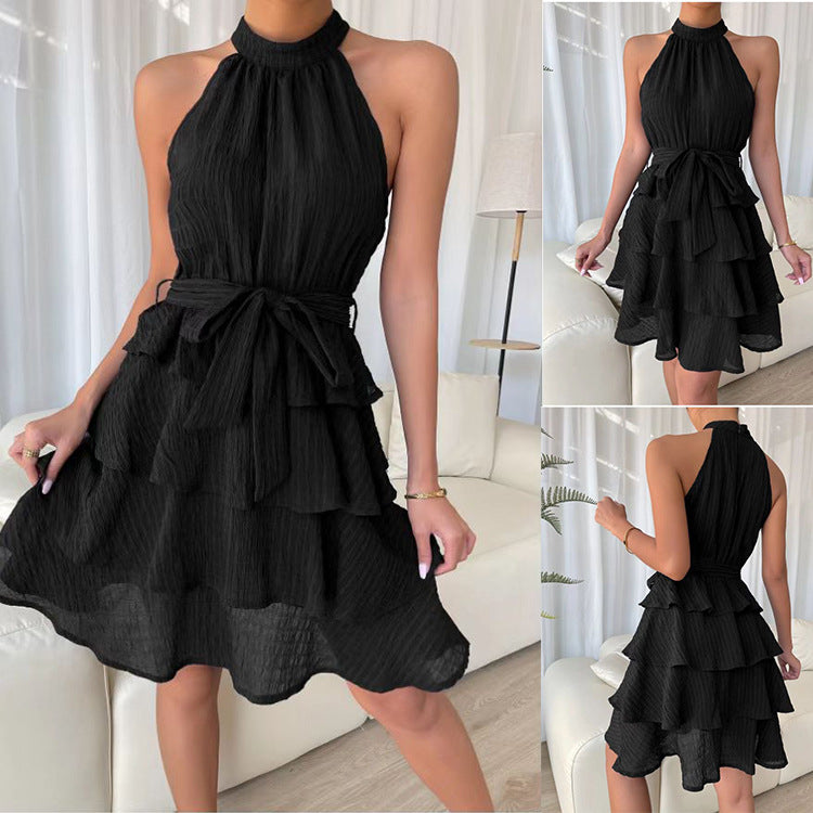 Women's Halterneck Dresses Sleeveless Ruffle Dress - Premium Jurken from My Store - Just €40.43! Shop now at KIYOO Royal Brand