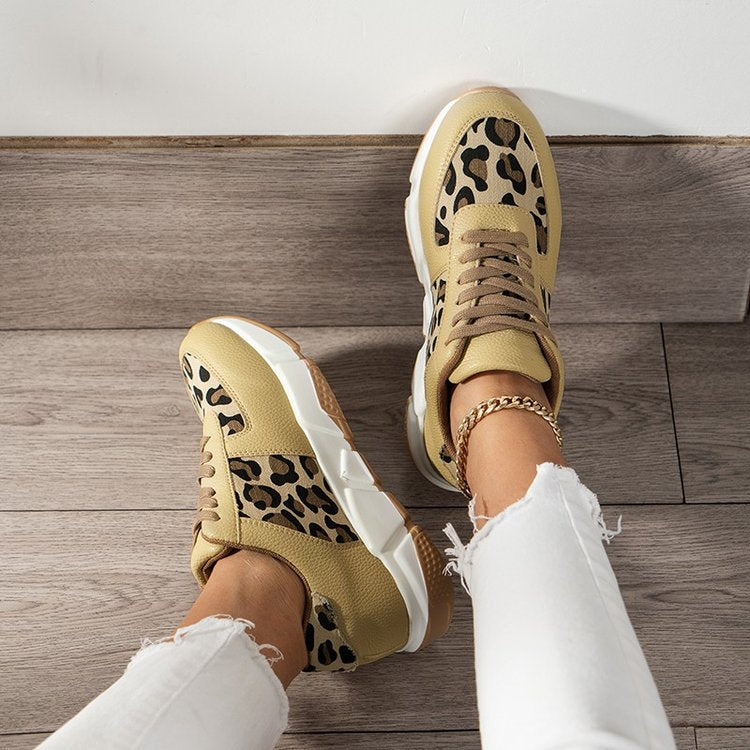 Large Size Leopard Print Casual Pumps Women's Spring And Autumn New Flat Lace-up Sports Casual Shoes - Premium Dames sportschoenen from My Store - Just €51.51! Shop now at KIYOO Royal Brand