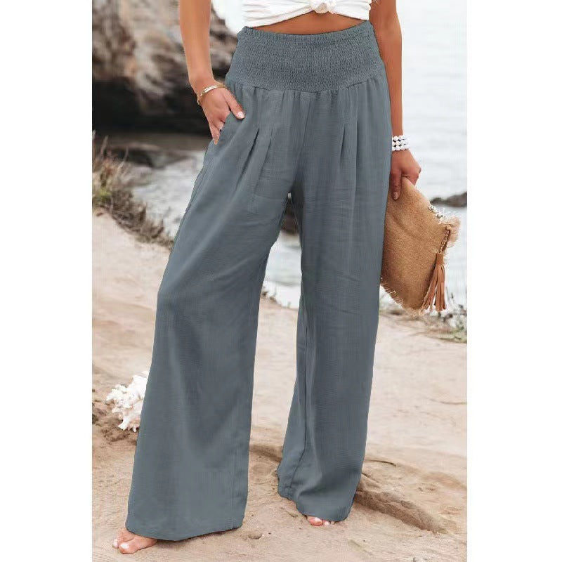 Women's Pants Casual Wide Leg Cotton Linen Loose Trousers - Premium dames broeken from My Store - Just €26.78! Shop now at KIYOO Royal Brand