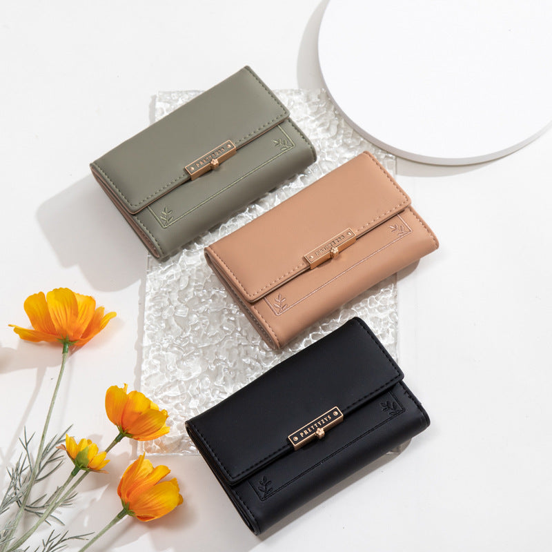 Women's Fashion Simple Three Fold Buckle Zipper Coin Purse - Premium Portemennees from My Store - Just €25.87! Shop now at KIYOO Royal Brand