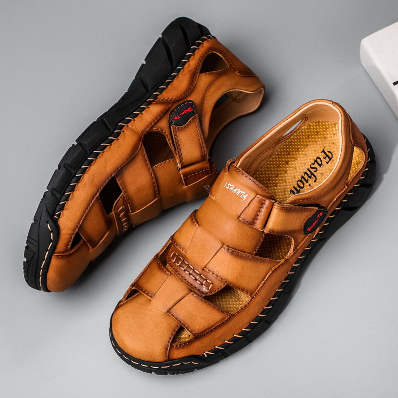 Large Size Breathable Outdoor Leisure Beach Toe Layer Cowhide - Premium Sandalen & Slippers from My Store - Just €75.84! Shop now at KIYOO Royal Brand