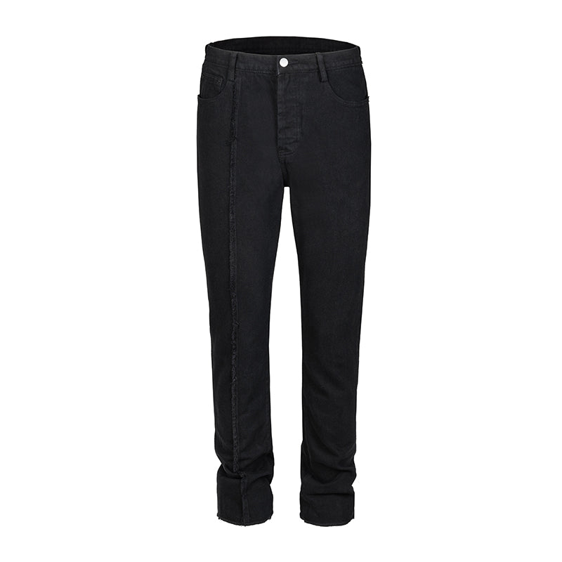 High Street Dark 3D Cut Solid Black Vintage Jeans - Premium Jeans from My Store - Just €84.29! Shop now at KIYOO Royal Brand