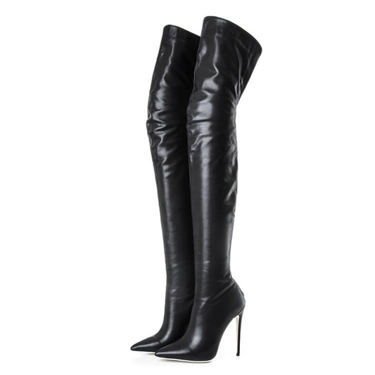 Pointy Back Zipper Stiletto Skinny Leg Boots Women's Over-the-knee Shiny Leather Boots - Premium Dames laarzen from My Store - Just €167.67! Shop now at KIYOO Royal Brand