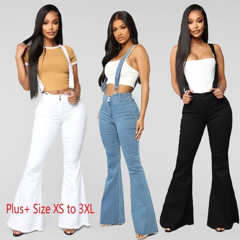 Ladies Denim Fashion Strap Trousers New Style - Premium Dames Jeans from My Store - Just €36.57! Shop now at KIYOO Royal Brand