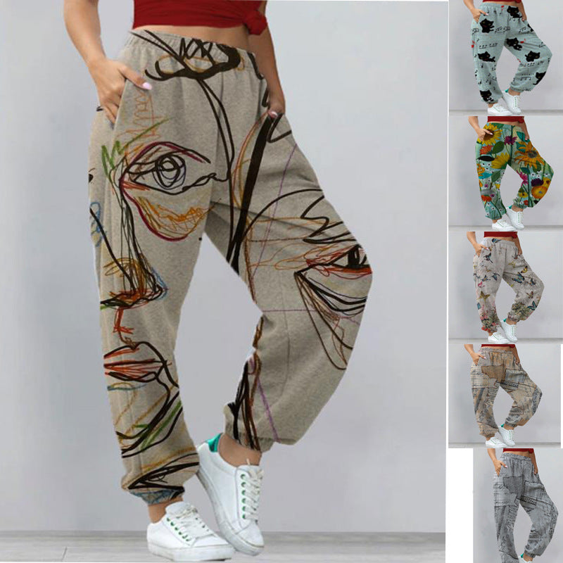 Women's Harem Pants Print Yoga Boho Sports Trousers With Pockets - Premium dames broeken from My Store - Just €33.89! Shop now at KIYOO Royal Brand