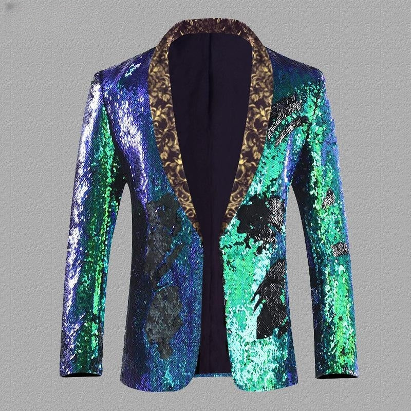 Sequined Turning Piece Performance Dress Male Singer Host Stage Performance Suit