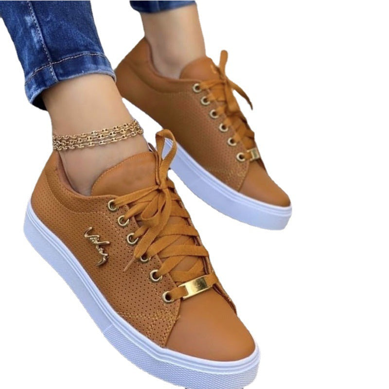 Lace Up Round Toe Sneakers Breathable Sports Low Top - Premium Dames sportschoenen from My Store - Just €42.61! Shop now at KIYOO Royal Brand