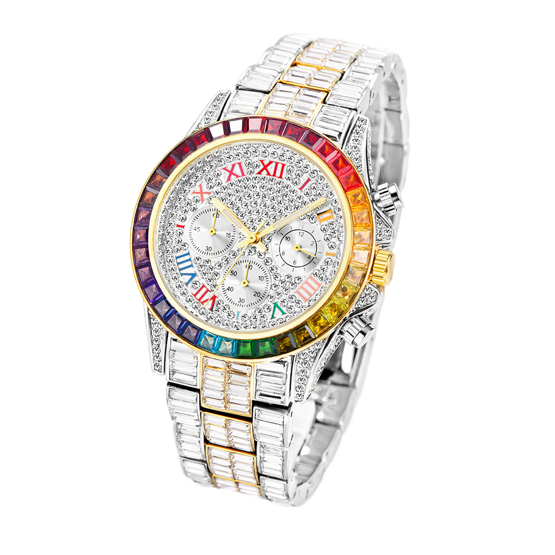 Three Eyes Rainbow Diamond Quartz Watch - Premium Watches from My Store - Just €147.04! Shop now at KIYOO Royal Brand