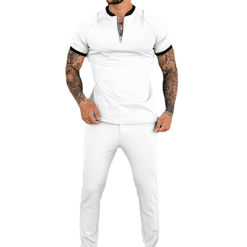 Casual slim-fit topbroek met korte mouwen - Premium korte broeken/shirts from My Store - Just €39.39! Shop now at KIYOO Royal Brand