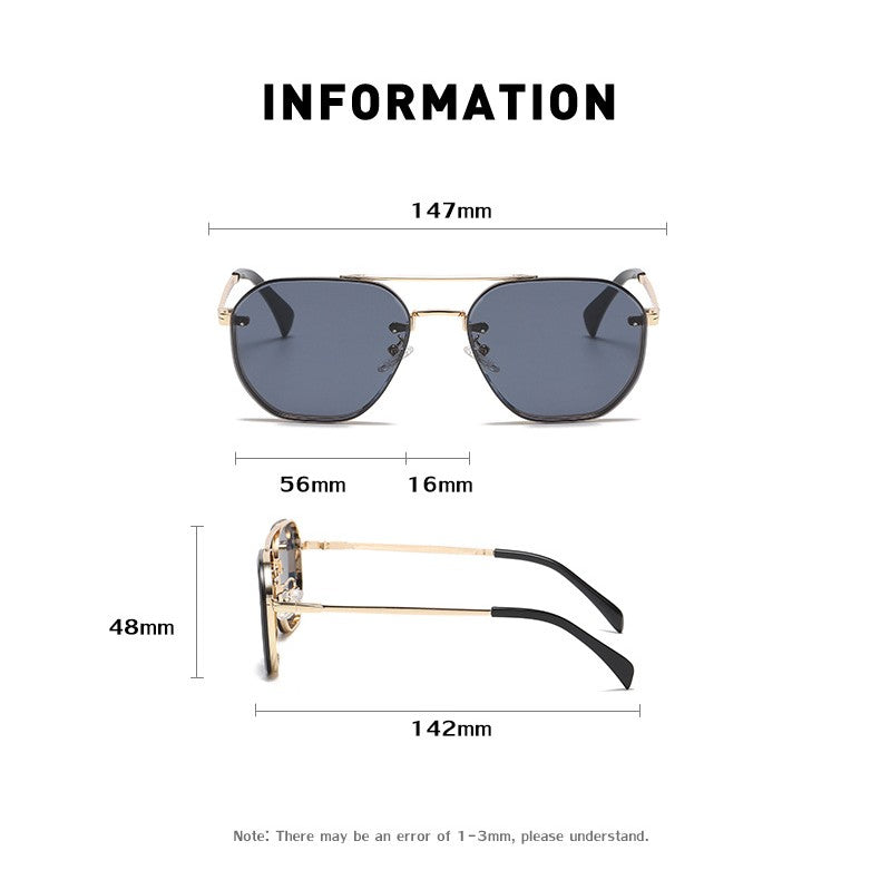 Retro Double Beam Diamond Cut Edge Sunglasses For Men - Premium Zonnebrillen from My Store - Just €27.02! Shop now at KIYOO Royal Brand