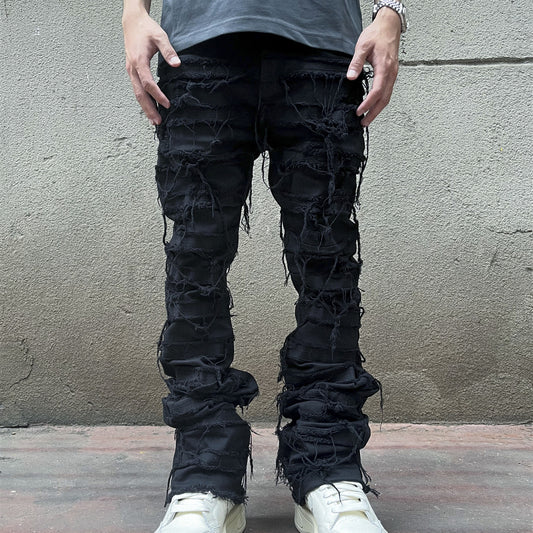 Hip Hop High Street Wrecking Micro-ripped Jeans Guy - Premium Jeans from My Store - Just €128.73! Shop now at KIYOO Royal Brand