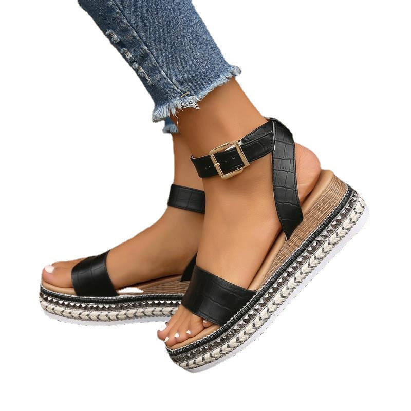 Women's Plus Size Rope Bottom Platform Sandals - Premium Sandalen from My Store - Just €59.71! Shop now at KIYOO Royal Brand