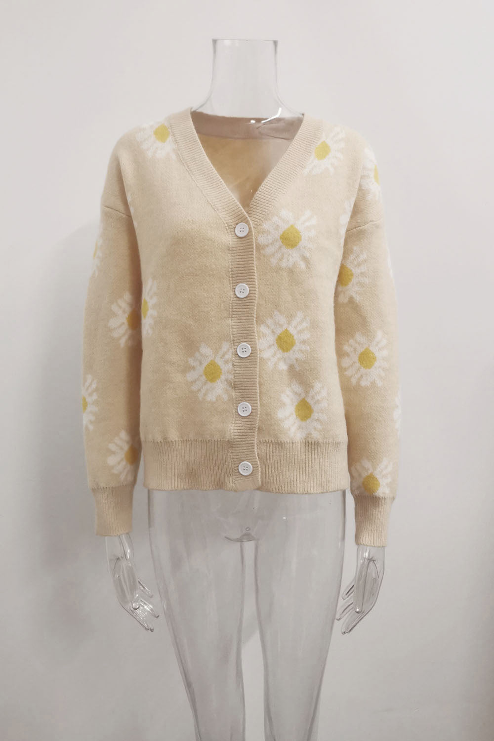 Women's Cardigan Little Daisy Printed Sweater Coat - Premium Truien & Vesten from My Store - Just €44.45! Shop now at KIYOO Royal Brand