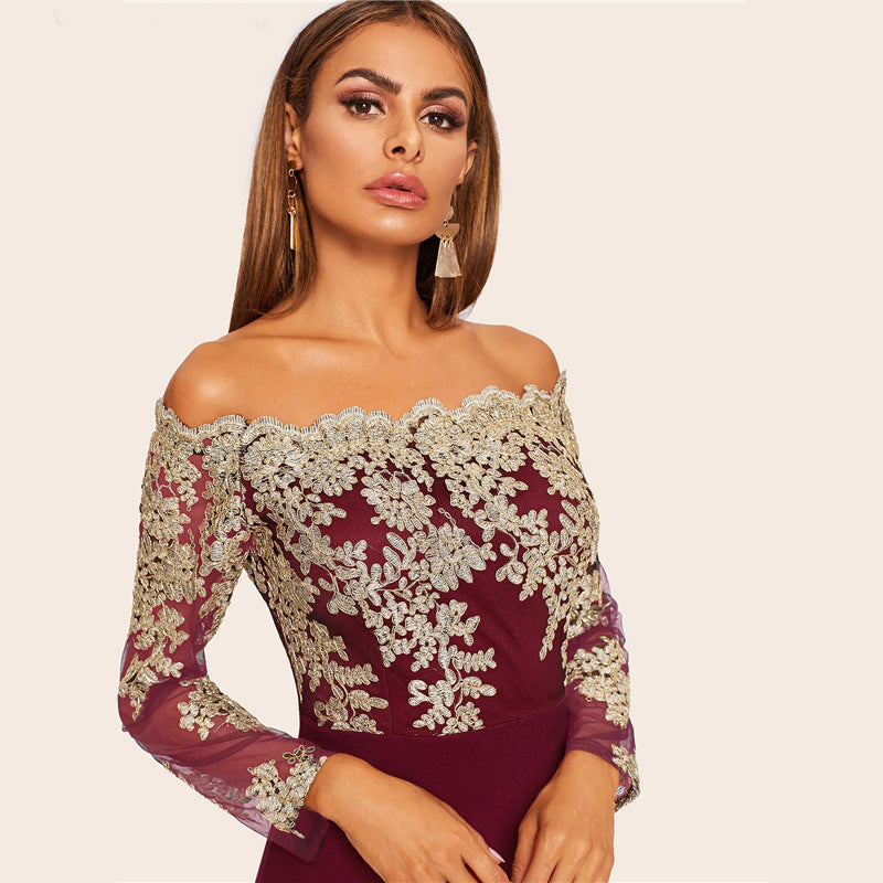 Water-soluble Lace Tube Top Long Sleeve Dress - Premium Rokken from My Store - Just €45.04! Shop now at KIYOO Royal Brand