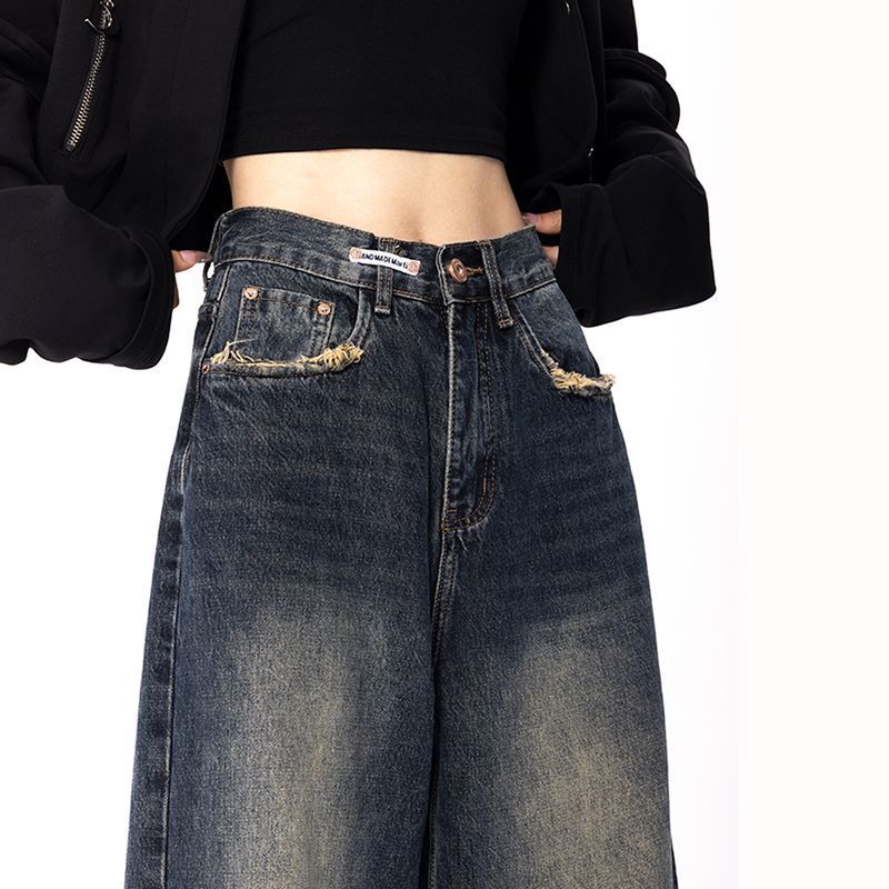 Individualized High Waist Drape Wide Leg Jeans - Premium Dames Jeans from My Store - Just €35.38! Shop now at KIYOO Royal Brand