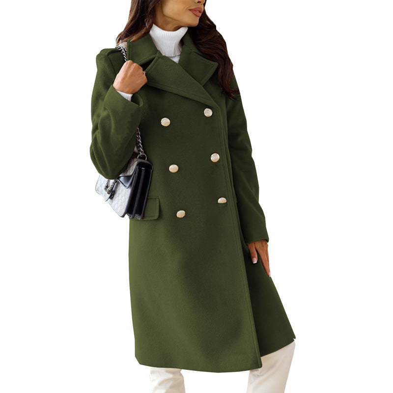 Women's New Simple Long Sleeve Lapel Double Breasted Woolen Coat - Premium Dames Jassen from My Store - Just €52.25! Shop now at KIYOO Royal Brand