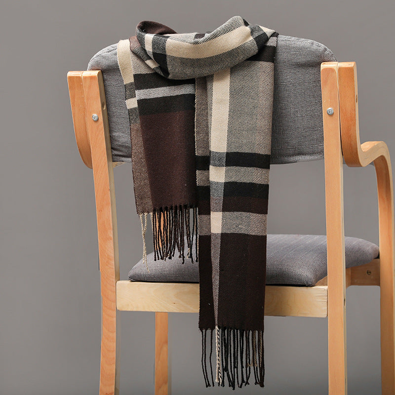 Cashmere Fringed Couple's Checked Scarf