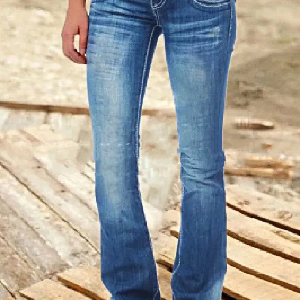 Women's Low Waist Flare Jeans - Premium Dames Jeans from My Store - Just €40.86! Shop now at KIYOO Royal Brand