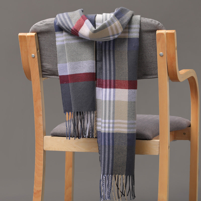 Cashmere Fringed Couple's Checked Scarf