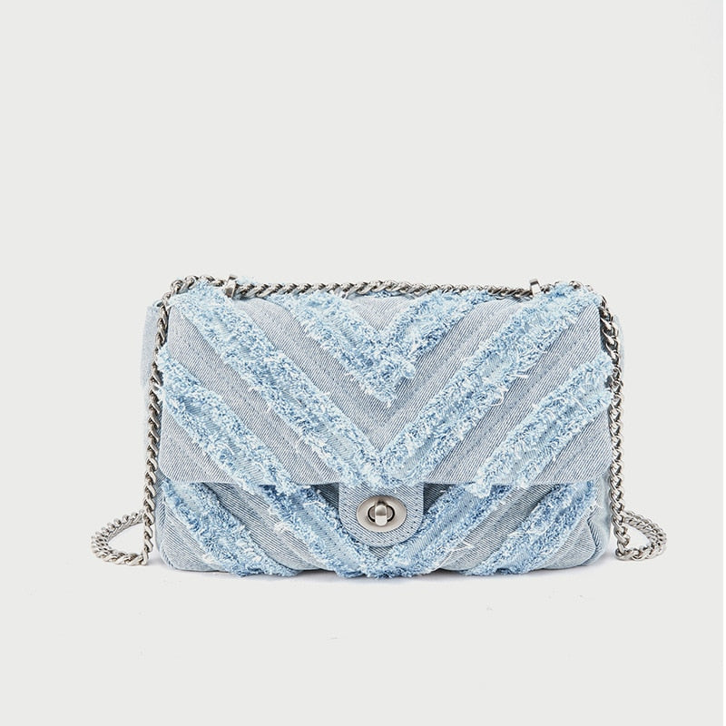 Denim Chain Bag - Premium new arrivals from KIYOO Royal Brand - Just €60.06! Shop now at KIYOO Royal Brand